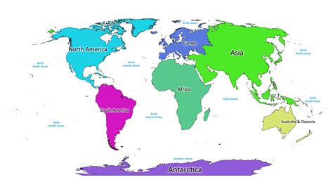 Labeled World map with continents | Labeled Maps