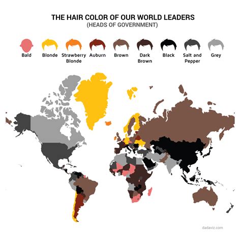 La carte des couleurs de cheveux des chefs du gouvernement dans le ...