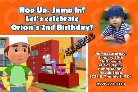 Handy Manny Birthday Invitations | Boy birthday party invitations, Handy manny, Handy manny birthday