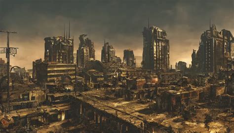 fallout vault city concept art, black background, | Stable Diffusion