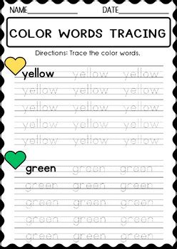 Learn Color Words Flashcards & Worksheets by Paweena Saisuk | TPT