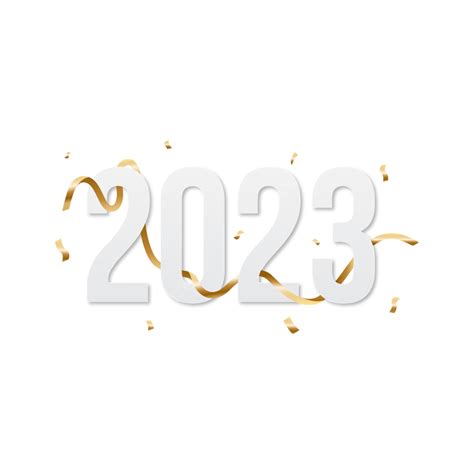 Happy New Year 2023 White With Golden Ribbons, 2023, Calendar, New Year PNG and Vector with ...