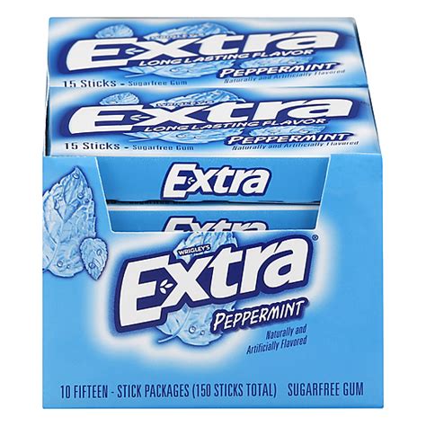 EXTRA Gum Peppermint Chewing Gum, 15 Pieces (Pack of 10) | Chewing Gum | Foodtown