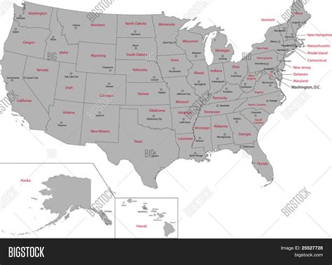 Gray USA Map States Vector & Photo (Free Trial) | Bigstock