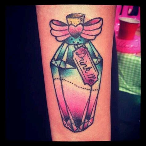 Nice tattoo “drink me" | Bottle tattoo, Girly tattoos, Beauty tattoos