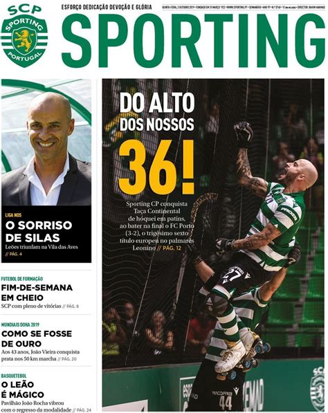 Capa Jornal Sporting - 4 outubro 2019 - capasjornais.pt