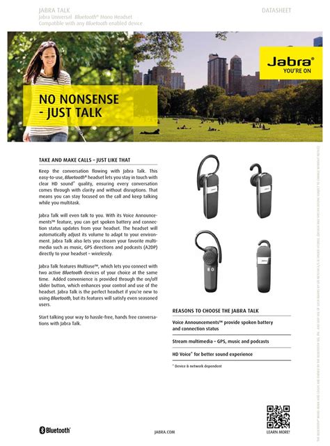 JABRA TALK DATASHEET Pdf Download | ManualsLib