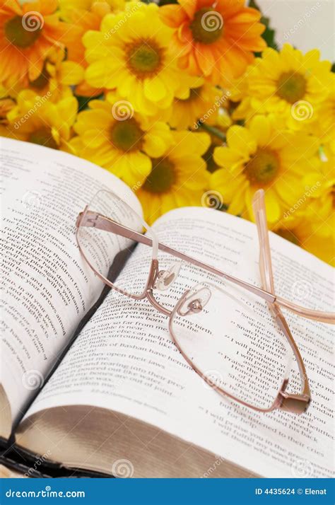 Open bible with flowers stock photo. Image of church, floral - 4435624