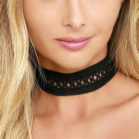 2016 New Stylish Sexy Women's Black Lace Choker Gothic Wide Hollow Chokers Necklaces Harajuku ...