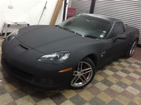 Corvette Vinyl Wrapped Super Matte Black by Wrapping Cars London