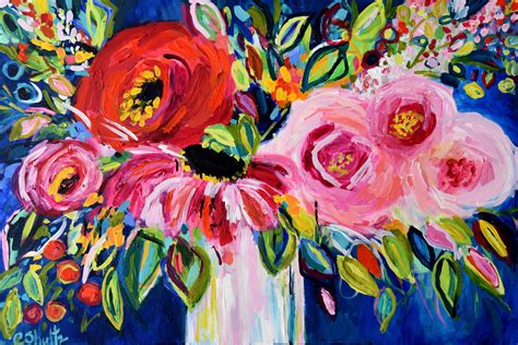 Large Bold Floral Still LIfe Bright Bouquet Abstract | Etsy | Flower art, Flower painting ...