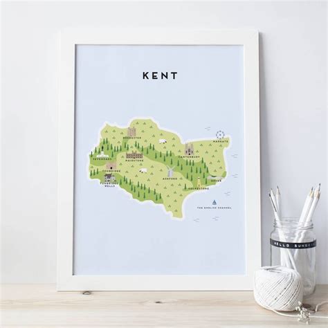 Map Of Kent Print By Pepper Pot Studios | Illustrated map, Illustration, Lincolnshire map