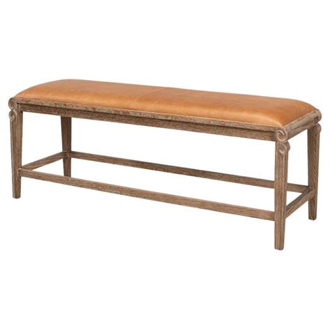 Mid-Century Modern Leather Upholstered Bench at 1stDibs