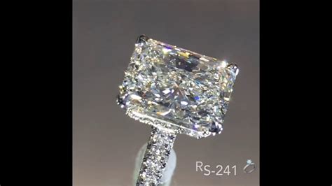 3 Carat Radiant Cut Diamond 3-Row Engagement Ring - YouTube