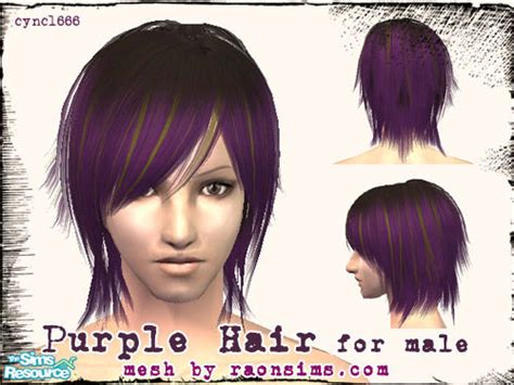 The Sims Resource - Purple Hair for Male