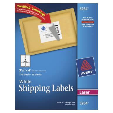 Avery Easy Peel Paper Rectangle Permanent Perforated Self-Adhesive Shipping Label with TrueBlock ...