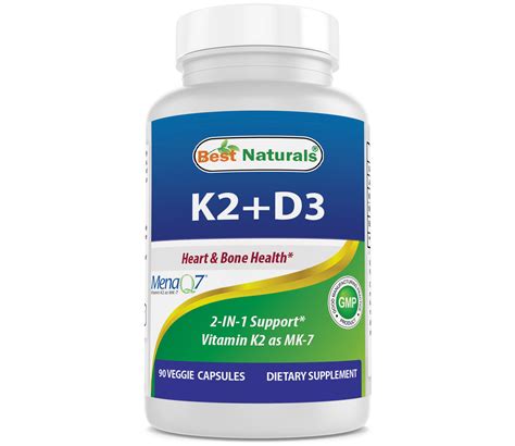 Best Naturals K2 D3 Vitamin Supplement 90 Veggie Capsules - Walmart.com