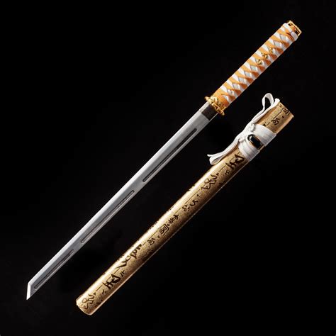 Handmade High Manganese Steel Sharpening Japanese Ninjato Ninja Swords With Gold Scabbard ...