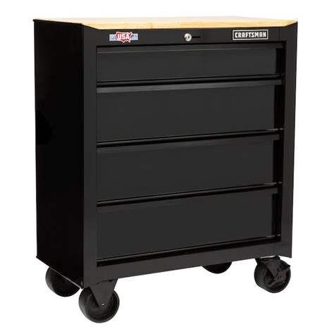 CRAFTSMAN 1000 Series 26.5-in W x 32.5-in H 4-Drawer Steel Rolling Tool Cabinet (Black) in the ...