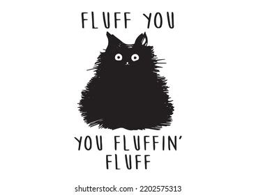 Fluffy Black Cat Drawing Cute Black Stock Vector (Royalty Free ...