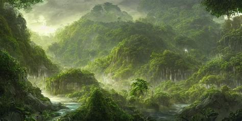 view of a jungle planet with lush vegetation and | Stable Diffusion