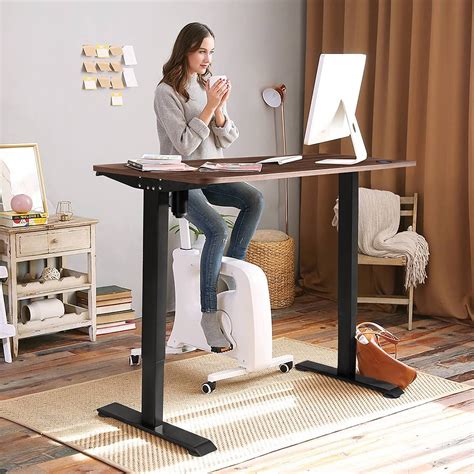 Lacoo Office Desk Electric Standing Desk with Height Adjustable, Brown ...