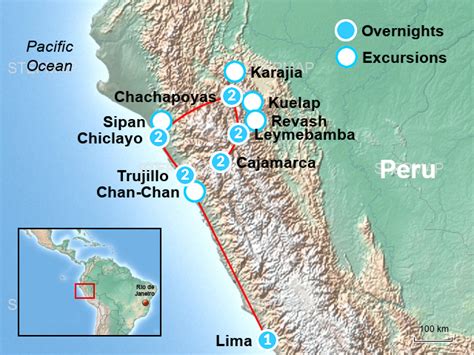 StepMap - Chan Chan, Trujillo & Kuelap Peru Tour KNP - Landkarte für Peru