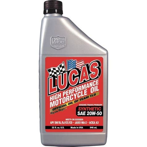 Lucas Oil Products 20W-50 Synthetic Motorcycle Engine Oil 1 Quart