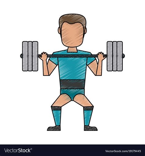 Man lifting weights avatar cartoon Royalty Free Vector Image