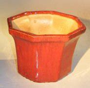 Red Ceramic Bonsai Pot - Octagon8" x 8" x 6"