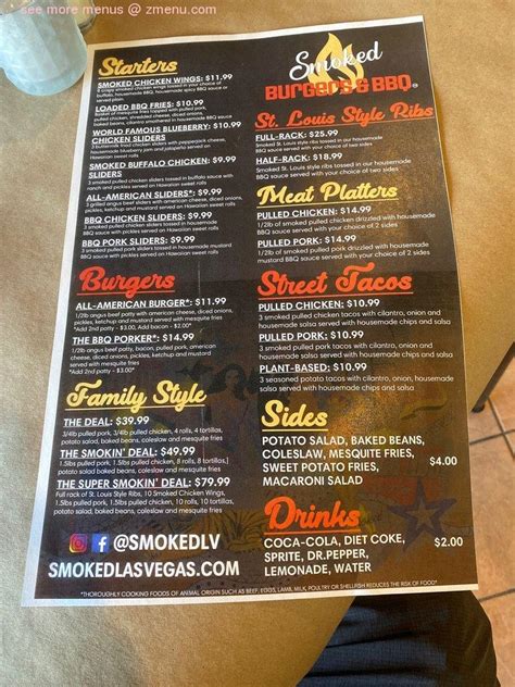 Online Menu of Smoke & Fire Restaurant, Las Vegas, Nevada, 89120 - Zmenu