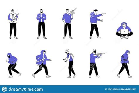 Criminals Flat Silhouette Vector Illustrations Set | CartoonDealer.com ...