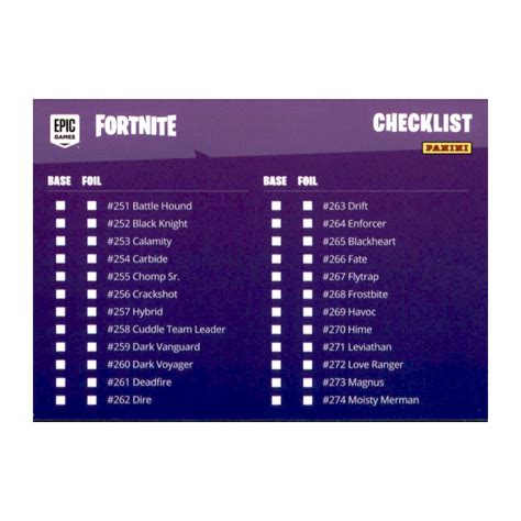 Fortnite Trading Card Nr. 100 - Checklist 6 - Common, 0,49