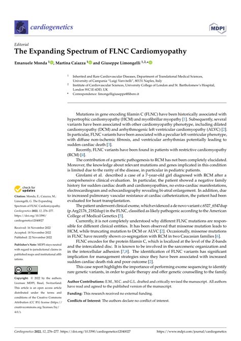 (PDF) The Expanding Spectrum of FLNC Cardiomyopathy