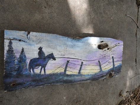 Western Painting Cowboy Horse Silhouette Barn Wood Sign - Etsy | Horse silhouette, Western ...