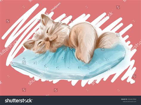 Illustration Cute Cat Sleeping Watercolor Illustration Stock Vector ...