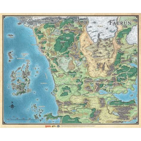 D&D - Sword Coast Adventures Guide - Map Of Faerun 30" x 42" (Vinyl)