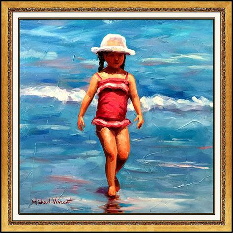 Michael Vincent | Michael Vincent Original Oil Painting On Canvas Signed Child Portrait Beach ...