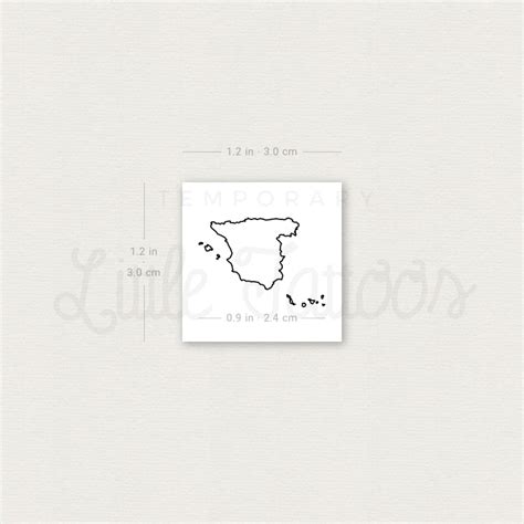 Spain Map Outline Temporary Tattoo - Set of 3 – Little Tattoos