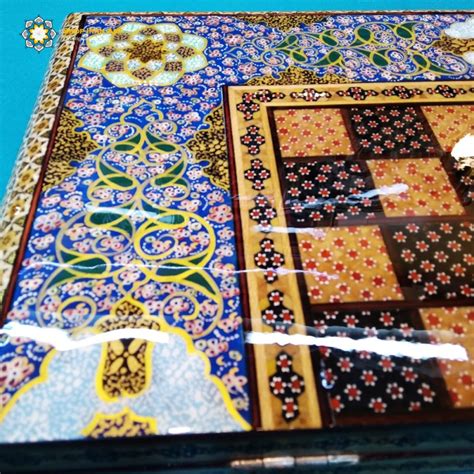 Persian Marquetry Khatam Kari Chess & Backgammon Board, Sky Design - Shop Iran Art