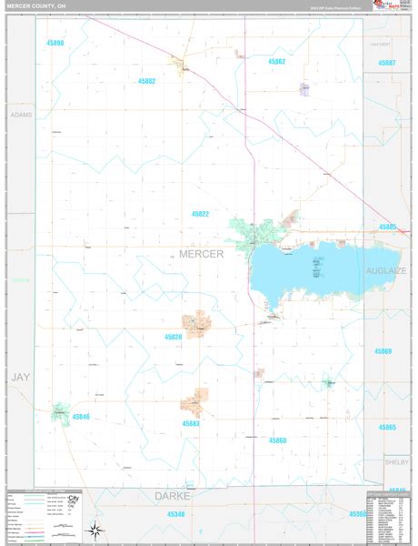 Mercer County, OH Wall Map Premium Style by MarketMAPS - MapSales