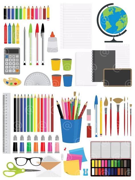 Office Stationery And Art Supplies | Office supplies illustration ...