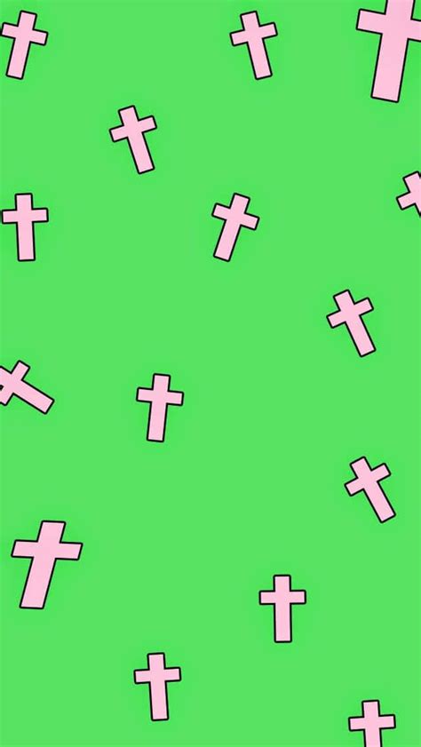 Download A Pink Cross Pattern On A Green Background Wallpaper ...