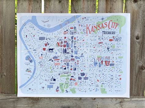 Illustrated Map of Kansas City Downtown - Etsy UK