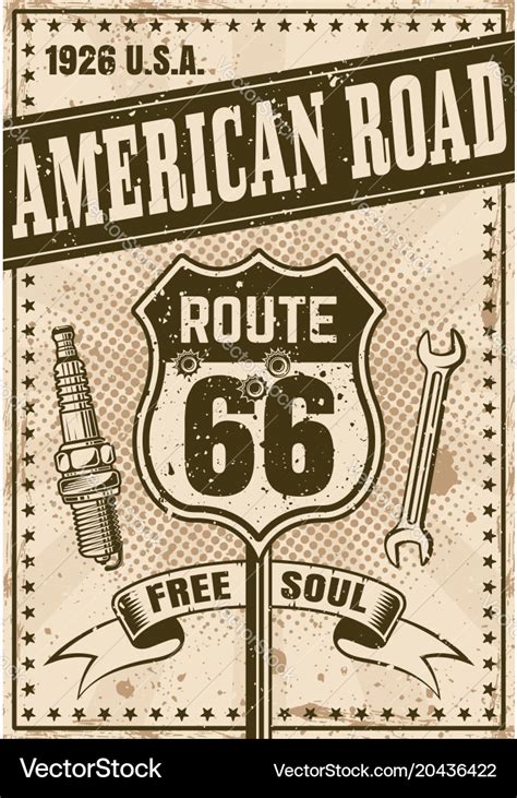 Route 66 poster in vintage style Royalty Free Vector Image