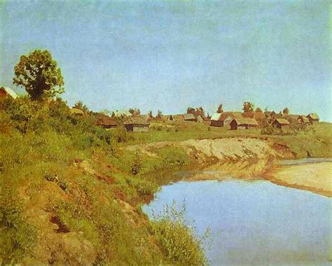 Oil painting:Village on the Bank of a River. 1880