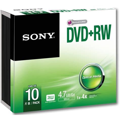 Sony DVD-R Blank Disc 10pcs with Slim Case 4.7GB 120Min 16X Recording ...