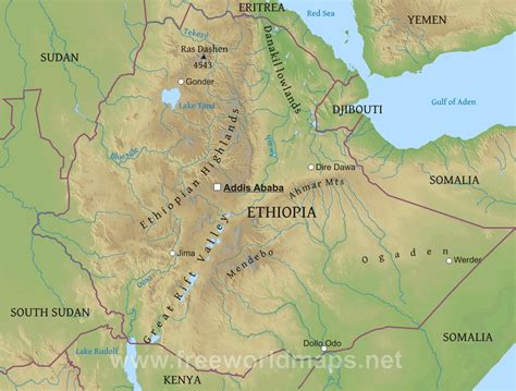 Ethiopian Highlands Africa Map | Map Of Africa