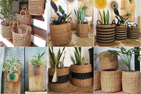 Plant Basket Planter Box Pots Native Baskets Abaca Seagrass Rattan, Furniture & Home Living ...