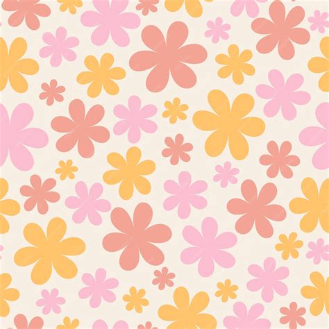 Premium Vector | Pastel retro floral pattern in the style of the 70s ...